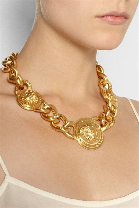 kette versace|Versace gold chain necklace.